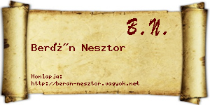 Berán Nesztor névjegykártya
